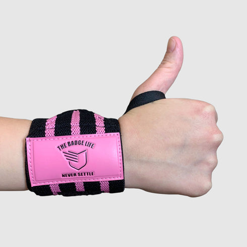 Pink Weightlifting Wrist Wraps Set